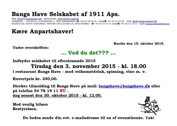 Indbydelse efterår 2015